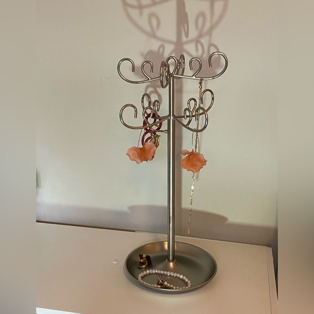 Tree Jewelry Stand for necklaces, rings, earring with base tray - 16”tall